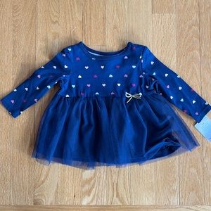 🆕! Carter’s Navy Tulle Heart Print Dress - 6 MTH
